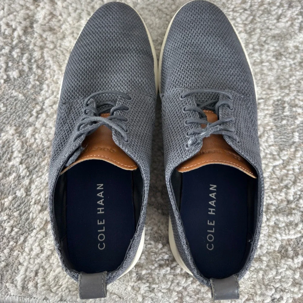 Cole Haan Size 9 Grand Stitchlite Knit‎ Wingtip Oxford Casual Shoes Gray Mens